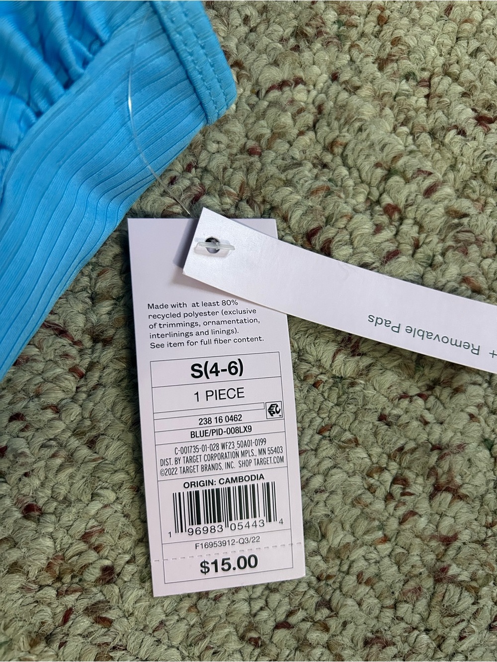 Target Blue Ribbed Crop Bralette - Picture 2 of 4